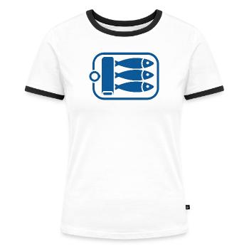 Sardinen - Frauen Kontrast-T-Shirt - Weiß/Schwarz - Vorne - Selfina (174cm)