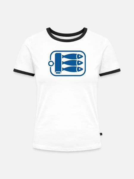 Sardinen - Frauen Kontrast-T-Shirt - Weiß/Schwarz