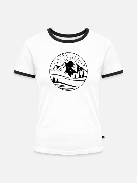 Gebirge - Frauen Kontrast-T-Shirt - Weiß/Schwarz