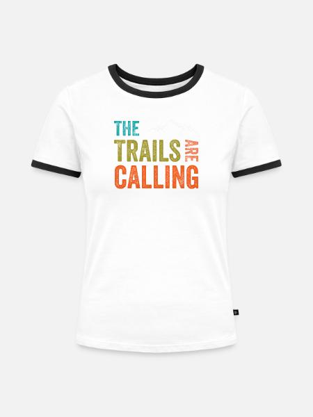 Die Spuren rufen - Frauen Kontrast-T-Shirt - Weiß/Schwarz