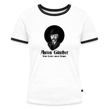 Anton Guenther seine lieder - Frauen Kontrast-T-Shirt - Weiß/Schwarz - Vorne - Selfina (174cm)