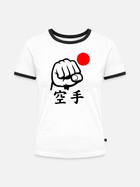Karate Faust / Fist - Frauen Kontrast-T-Shirt - Weiß/Schwarz