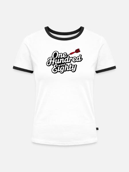 Darts Einhundertachtzig - Frauen Kontrast-T-Shirt - Weiß/Schwarz