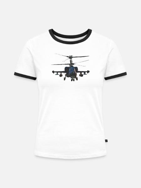 Ka-50 - Frauen Kontrast-T-Shirt - Weiß/Schwarz