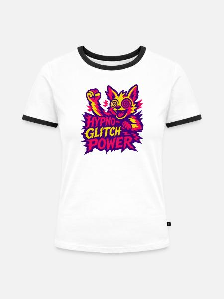 Hypno Glitch Power! - Frauen Kontrast-T-Shirt - Weiß/Schwarz