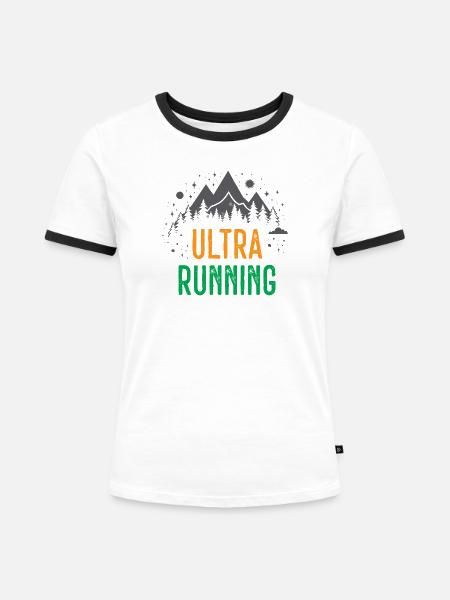 Ultra-Laufen - Frauen Kontrast-T-Shirt - Weiß/Schwarz