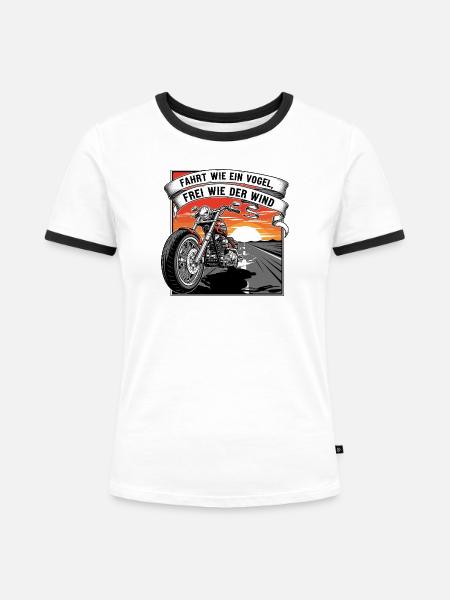 Frei wie der Wind - Frauen Kontrast-T-Shirt - Weiß/Schwarz