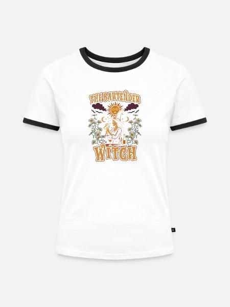 Barkeeperin Barfrau The Bartender Witch - Frauen Kontrast-T-Shirt - Weiß/Schwarz