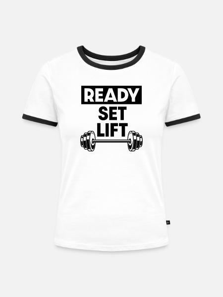 Ready Set Lift - Frauen Kontrast-T-Shirt - Weiß/Schwarz