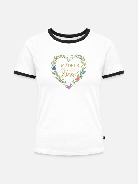 Maedels der Braut! Herz - Frauen Kontrast-T-Shirt - Weiß/Schwarz