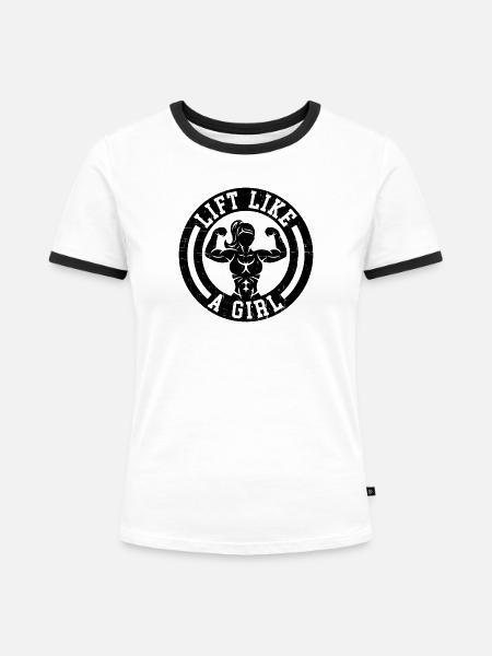 Heben Sie wie ein Mädchen - Frauen Kontrast-T-Shirt - Weiß/Schwarz