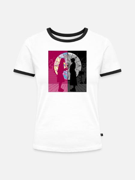 Eine Anspielung auf Wednesday - Frauen Kontrast-T-Shirt - Weiß/Schwarz