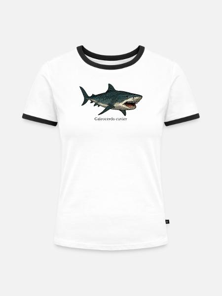 Galeocerdo cuvier Tigerhai Design - Frauen Kontrast-T-Shirt - Weiß/Schwarz