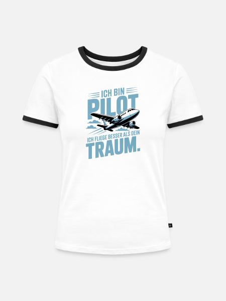 Pilot Geschenkidee - Frauen Kontrast-T-Shirt - Weiß/Schwarz