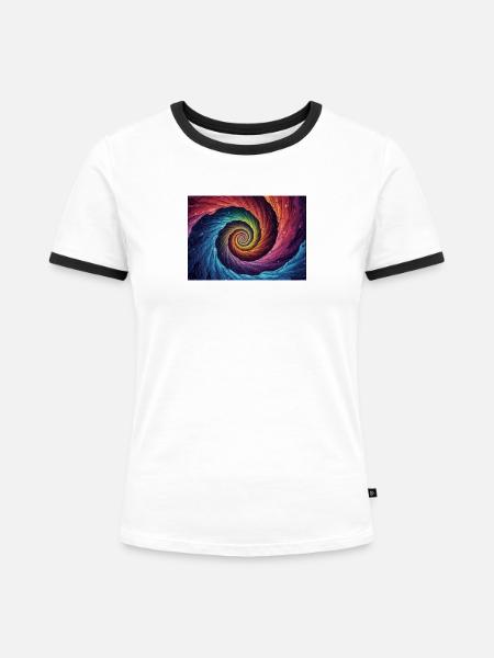 Bunter galaktischer Wirbel - Frauen Kontrast-T-Shirt - Weiß/Schwarz