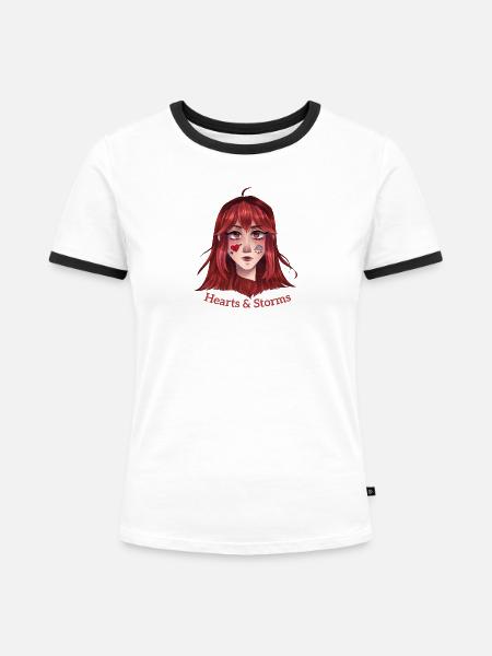 Hearts & Storms - Frauen Kontrast-T-Shirt - Weiß/Schwarz