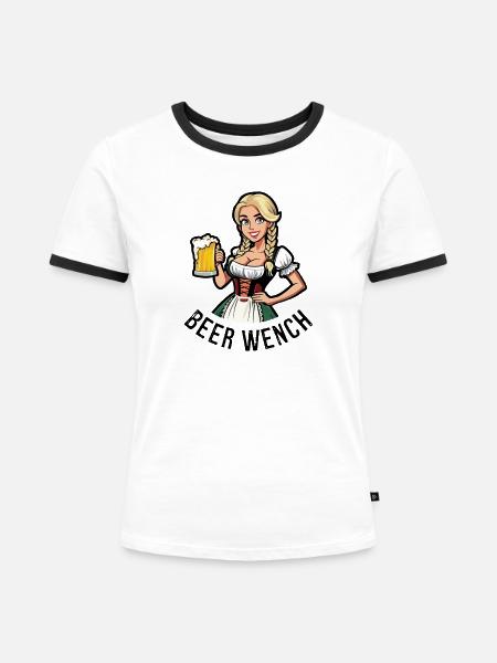 Bierweibchen - Frauen Kontrast-T-Shirt - Weiß/Schwarz