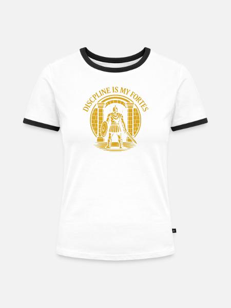 Disziplin ist mein Festungsentwurf - Frauen Kontrast-T-Shirt - Weiß/Schwarz