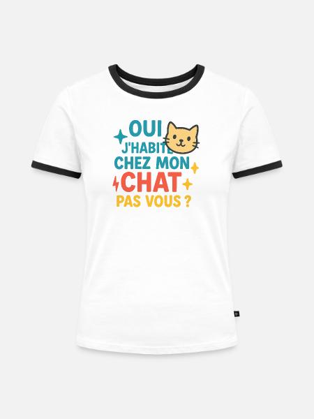 Humorvolles Zitat Katzenhaus - Frauen Kontrast-T-Shirt - Weiß/Schwarz