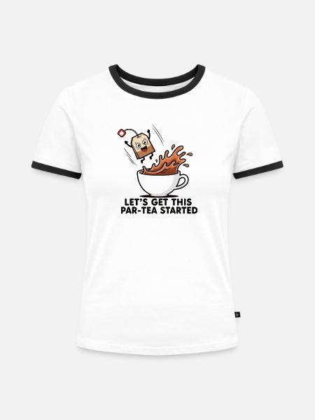 Tee-Spritzer - Frauen Kontrast-T-Shirt - Weiß/Schwarz