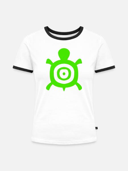 Schildkröte Schildkrötenpanzer Kreise Panzer Logo - Frauen Kontrast-T-Shirt - Weiß/Schwarz