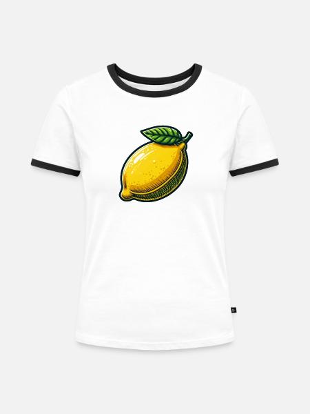 Natürliche illustrierte Zitrone - Frauen Kontrast-T-Shirt - Weiß/Schwarz