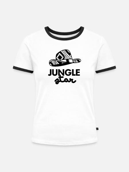 Dschungel-Stern-Hut-Logo - Frauen Kontrast-T-Shirt - Weiß/Schwarz