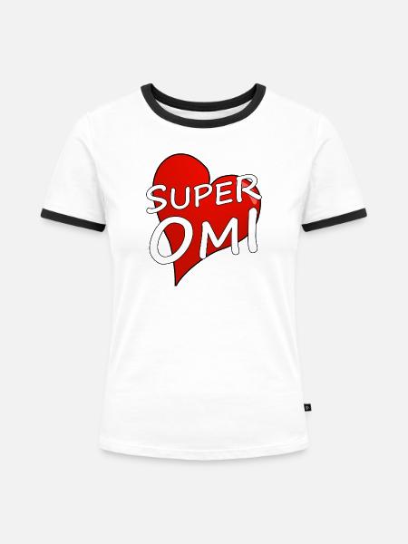 SUPER OMI - Frauen Kontrast-T-Shirt - Weiß/Schwarz