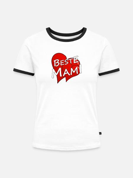 BESTE MAMI - Frauen Kontrast-T-Shirt - Weiß/Schwarz