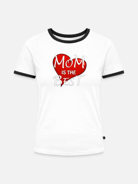 MOM IS THE BEST - Frauen Kontrast-T-Shirt - Weiß/Schwarz