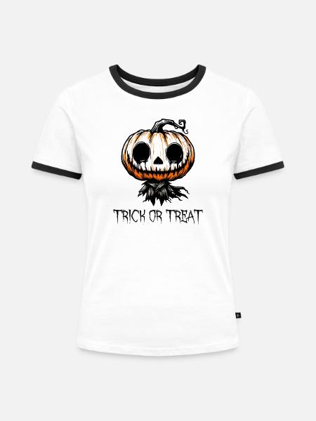 Der dunkle Kürbis - Frauen Kontrast-T-Shirt - Weiß/Schwarz