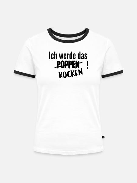Rocken Poppen - Frauen Kontrast-T-Shirt - Weiß/Schwarz