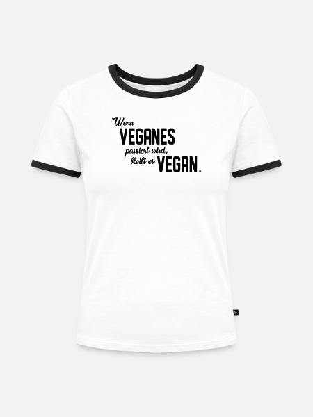 Veganes passiert - Frauen Kontrast-T-Shirt - Weiß/Schwarz