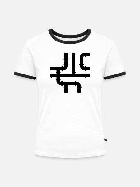 Schwarzrohr Netz Muster - Frauen Kontrast-T-Shirt - Weiß/Schwarz