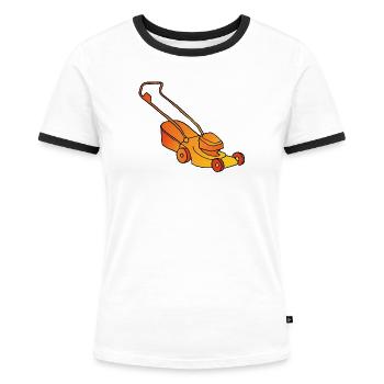 Rasenmäher - Frauen Kontrast-T-Shirt - Weiß/Schwarz - Vorne - Selfina (174cm)