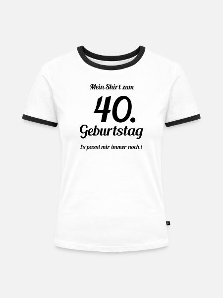 Passt seit 40 - Frauen Kontrast-T-Shirt - Weiß/Schwarz