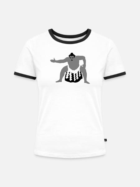Sumo - Frauen Kontrast-T-Shirt - Weiß/Schwarz