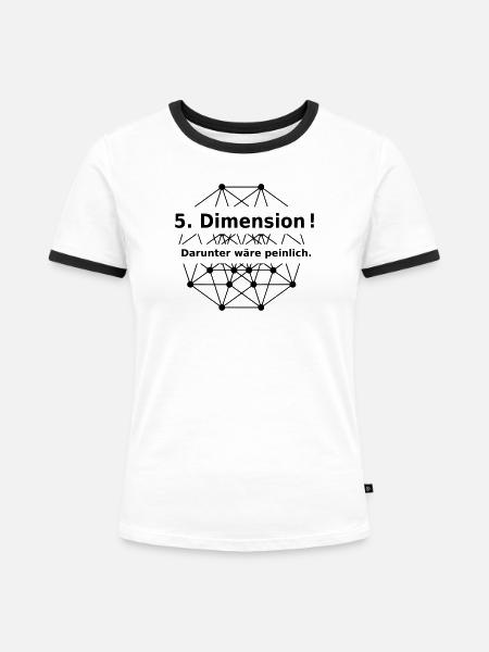 Fuenfte Dimension - Frauen Kontrast-T-Shirt - Weiß/Schwarz