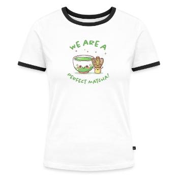 Perfekter Matcha Moment - Frauen Kontrast-T-Shirt - Weiß/Schwarz - Vorne - Selfina (174cm)