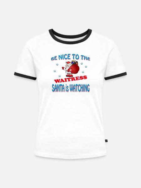 SANTA WAITRESS - Frauen Kontrast-T-Shirt - Weiß/Schwarz