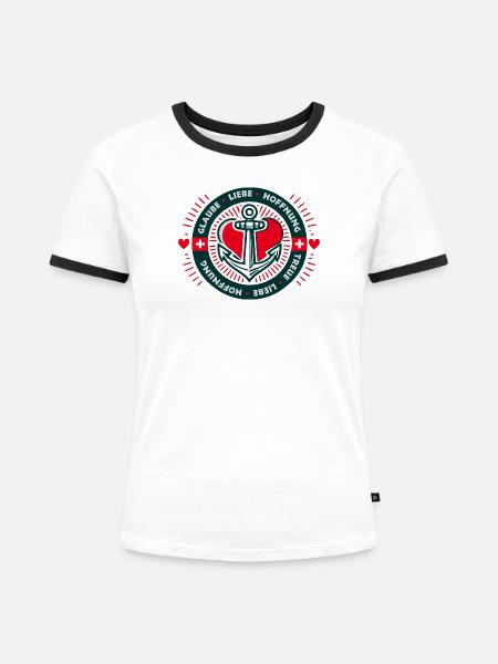 Glaube Liebe Hoffnung - Frauen Kontrast-T-Shirt - Weiß/Schwarz