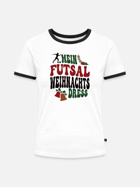 Futsalerin Weihnachten Futsal Spielerin XMAS - Frauen Kontrast-T-Shirt - Weiß/Schwarz