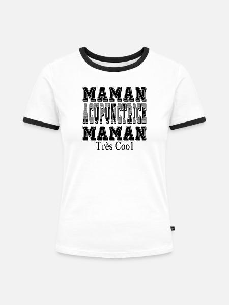 Akupunkteur Mama sehr coole Mama - Frauen Kontrast-T-Shirt - Weiß/Schwarz