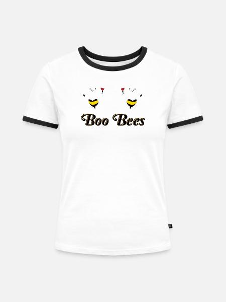 Boo Bees Halloween Duo - Frauen Kontrast-T-Shirt - Weiß/Schwarz