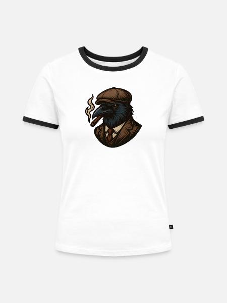 Krähengangster mit Zigarre - Frauen Kontrast-T-Shirt - Weiß/Schwarz