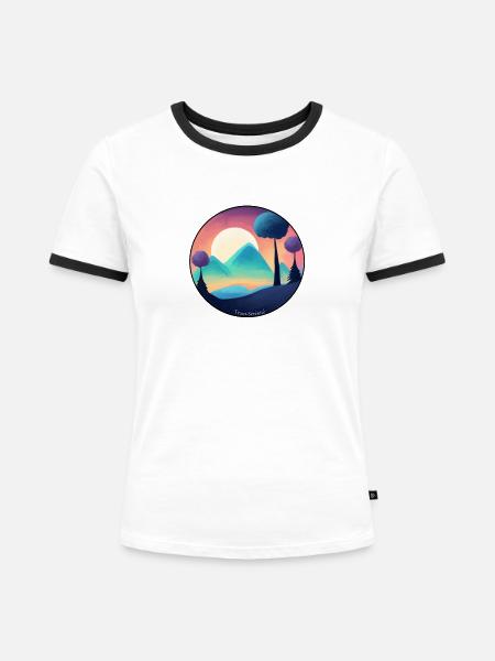 Die Gelassenheit der Pastellberge - Frauen Kontrast-T-Shirt - Weiß/Schwarz