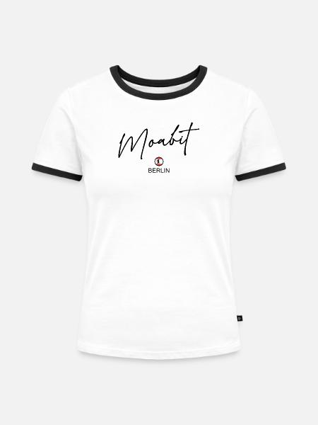 Moabit - Berlin Flagge - Berliner Bär - Frauen Kontrast-T-Shirt - Weiß/Schwarz