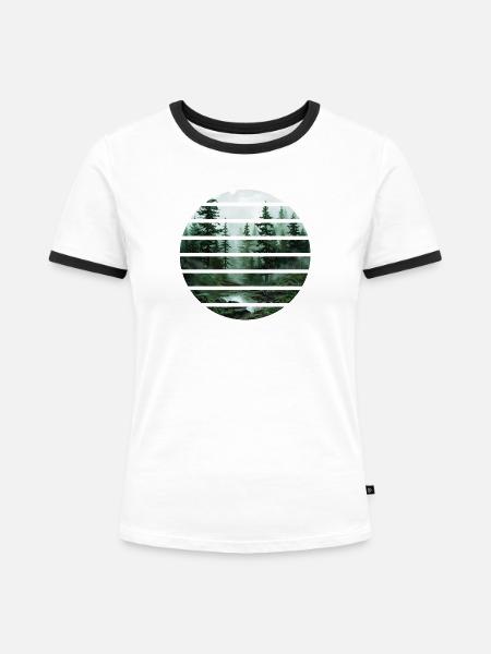 Wald - Frauen Kontrast-T-Shirt - Weiß/Schwarz