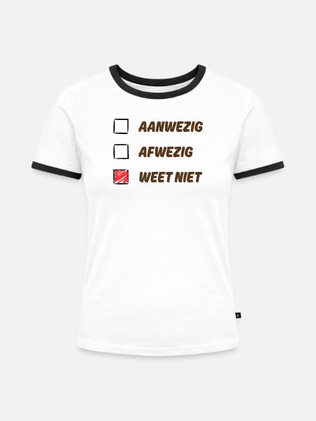 Weet niet - Frauen Kontrast-T-Shirt - Weiß/Schwarz