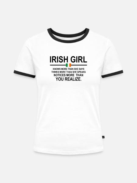 Irisches Mädchen - Frauen Kontrast-T-Shirt - Weiß/Schwarz